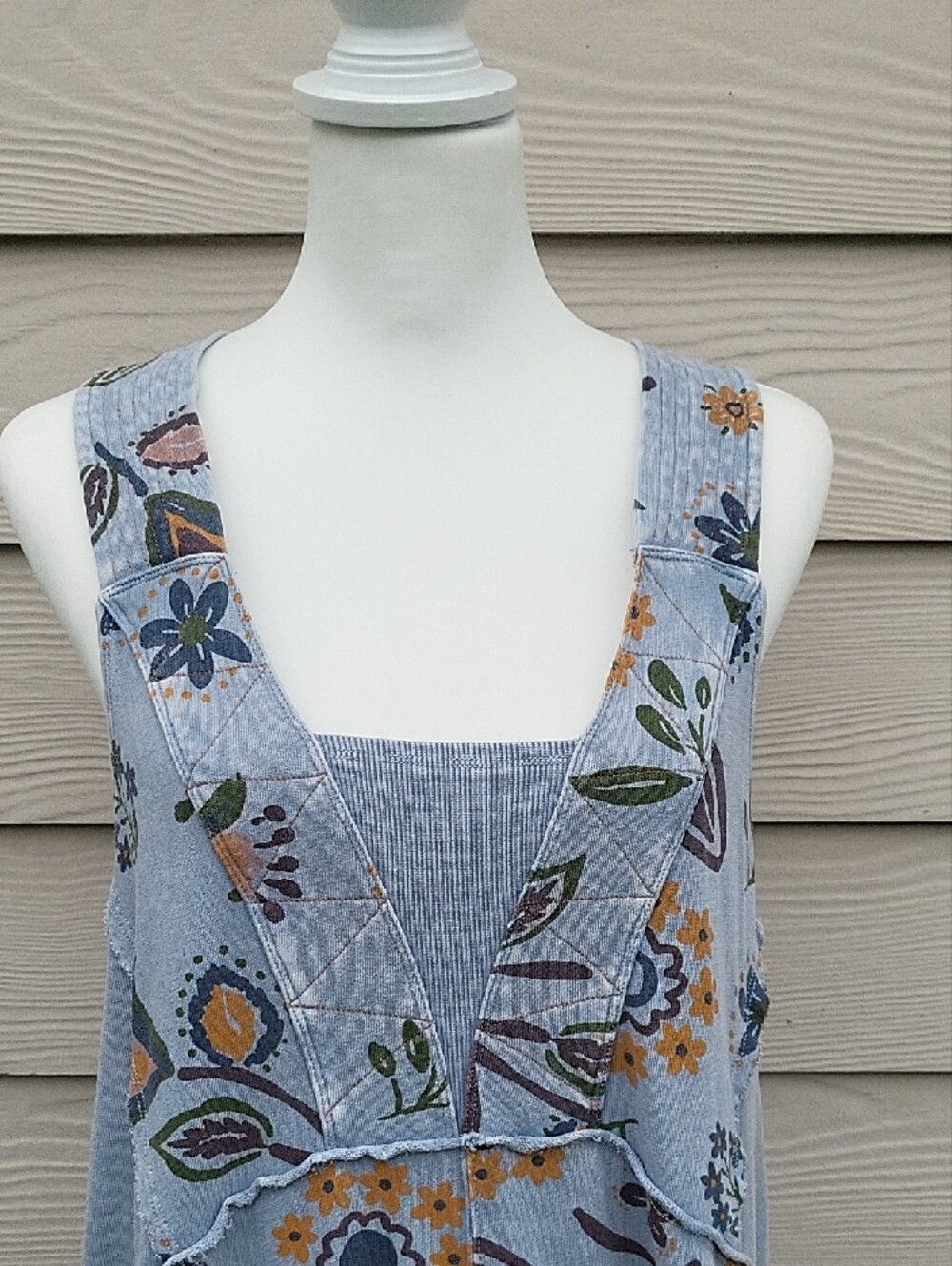 Easel Signature Printed Terry Wide Leg Jumpsuit Soft Washed Women's Small - Picture 2 of 9